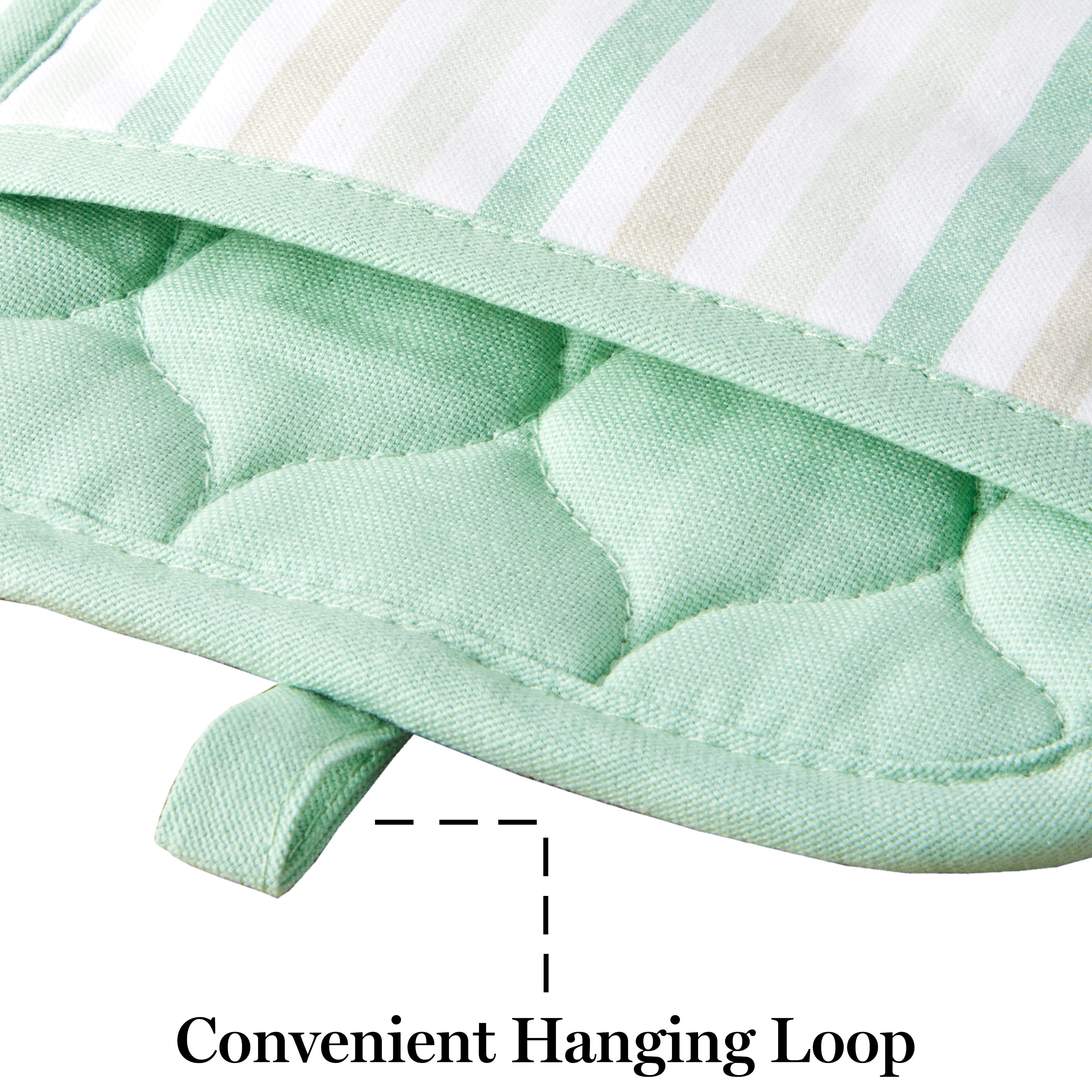 Martha Stewart Daisy Stripe Pot Holder Set 2-Pack, Green, 7"x10"