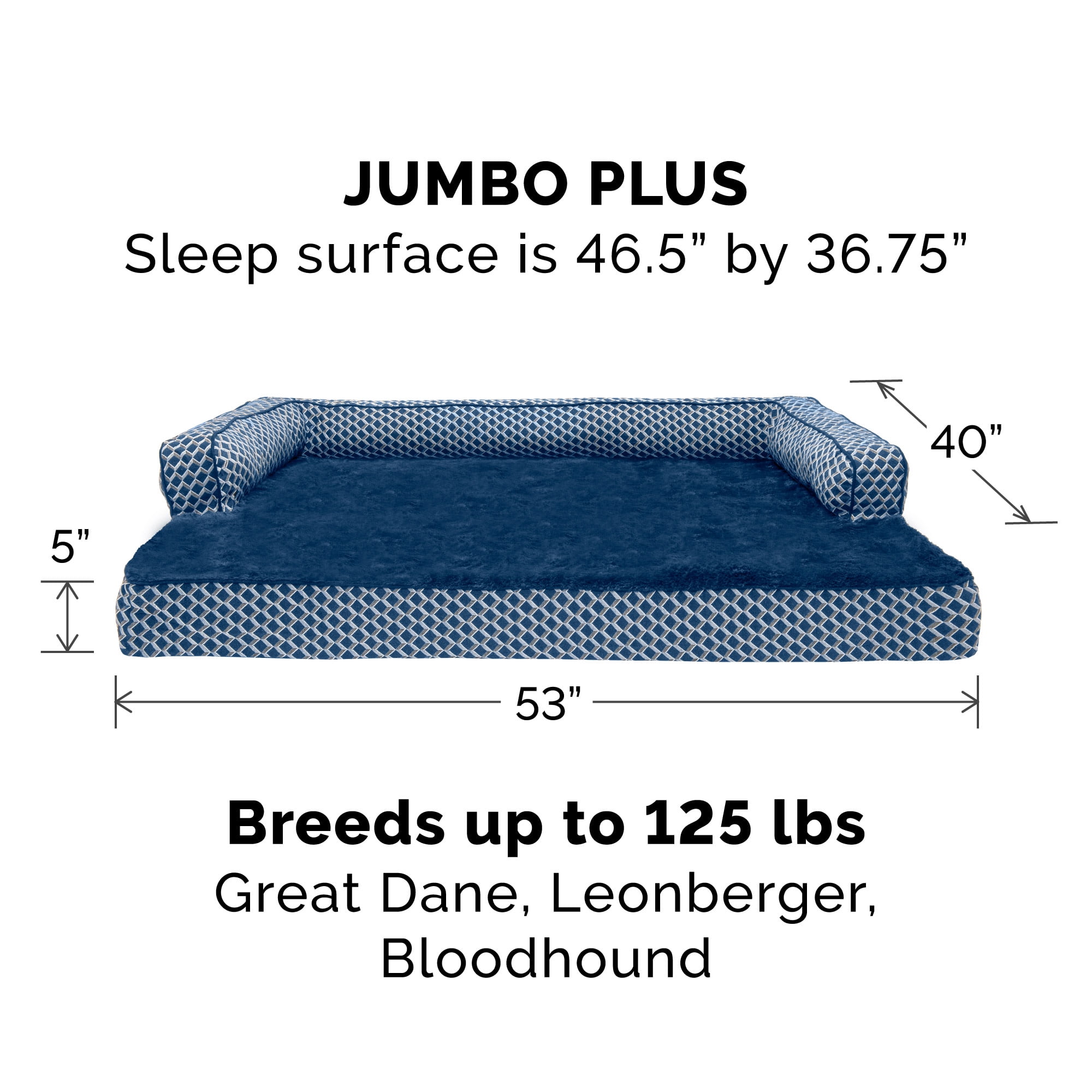FurHaven Plush & Decor Cooling Gel-Top Comfy Couch Bed, Diamond Blue, Jumbo Plus, 1 Count