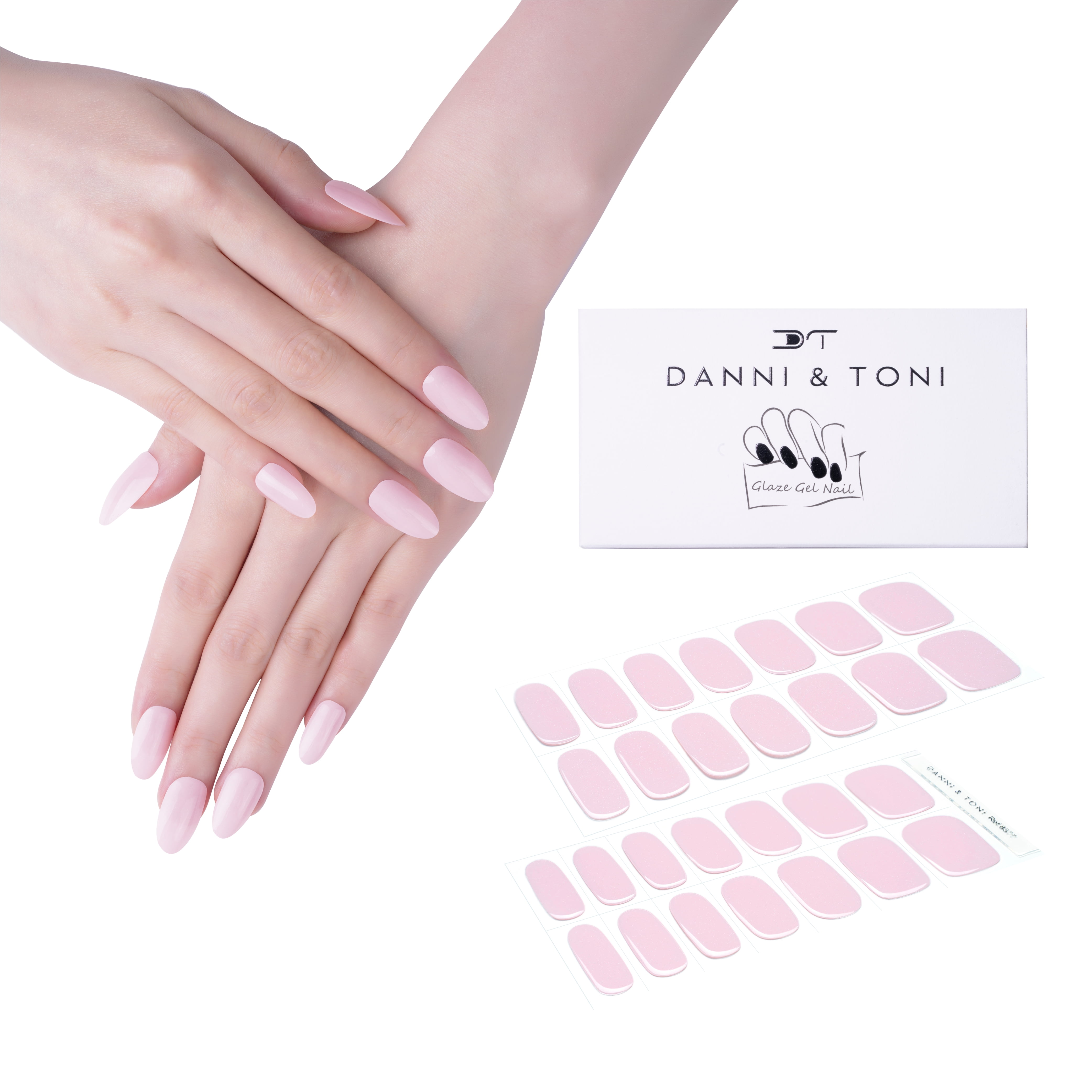 DANNI & TONI Semi Cured Gel Nail Strips (Sweet Pink) Gel Nail Wraps