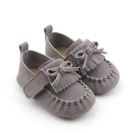 

Toyella Leather Tassel Bow Peas Shoes British Style Grey 13.4cm