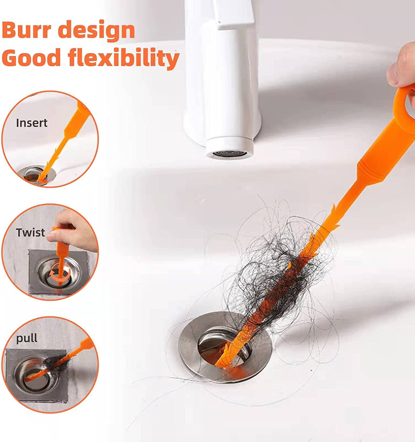 36 Snake Drain Clog Remover - Used as Hair Clog Remover for Sink, Shower,  and Bathtub - Dryer Vent Cleaner, and as a Flexible Grabber Tool for Hard