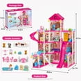 thumbnail image 5 of JoyStone 12 Rooms Light-Up Doll House for Girls, 31.1 in Large Dollhouse Playset with Warm LED Lights, 2 Dolls, Slide, Furniture Accessories, Pretend Play Toy Gift for Kids Ages 3+, 5 of 10