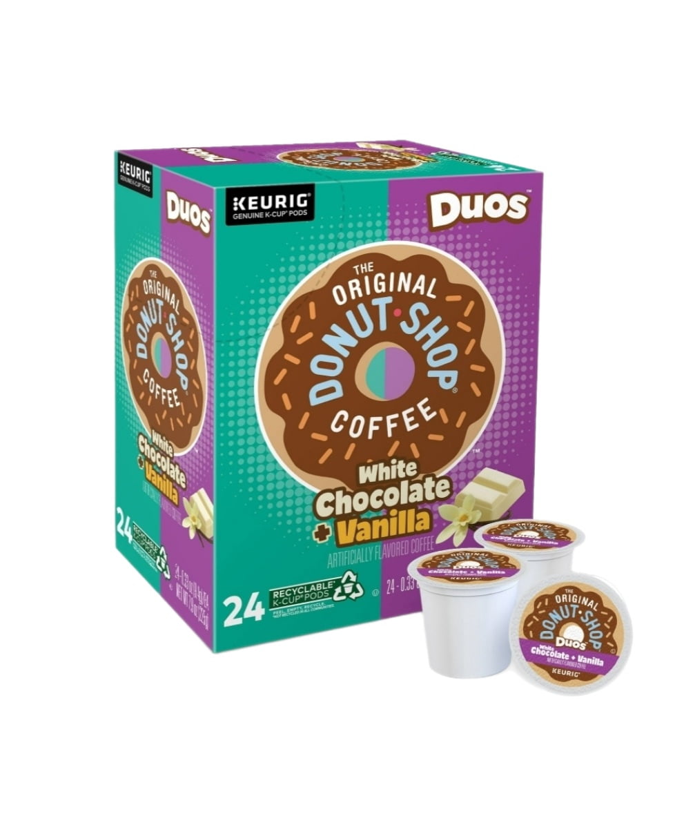 The Original Donut Shop Duos White Chocolate + Vanilla Coffee K Cups Pods, 48 K Cups Total