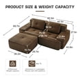 thumbnail image 2 of 80.3" Modern L-Shaped Modular Sectional Sofa, 2-Seater Couch with Deep Seat for Living Room, 1 Ottoman, Brown, 2 of 11
