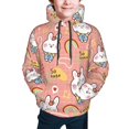 thumbnail image 2 of Bingfone Rabbit So Cute Pattern Youth Classic Hoodies Soft Hooded Pullover Sweatshirts for Girls and Boys, 2 of 6