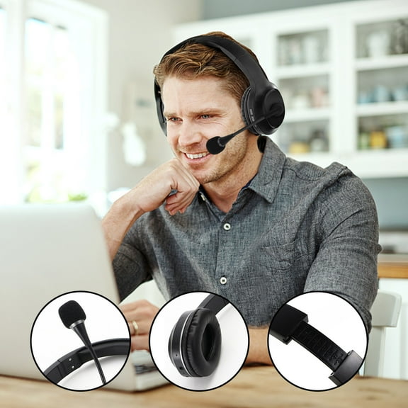FYHALE Foldable Wireless Bluetooth 5.0 Ear Headphones with Microphone Support Audio Cable 8 Hours Play-