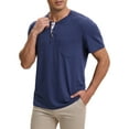 thumbnail image 5 of INSPIRE CHIC Men's Henley T-Shirts Casual Summer Short Sleeves Button Basic Tee M Blue, 5 of 6