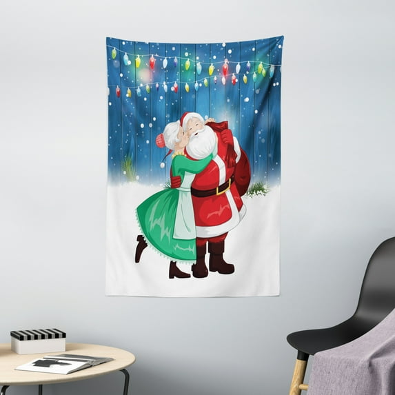 Santa Ornaments Holiday Tapestry Wall Hanging for Living Room Bedroom Dorm Decor