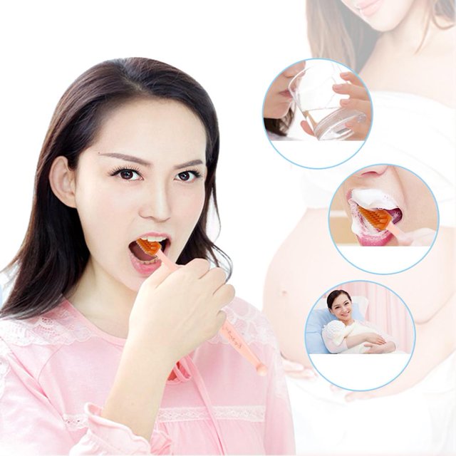 Cepillo de dientes de silicona nano Embarazo Cepillo de dientes posparto Cuidado bucal (Rosa) Likrtyny Cuidado Belleza