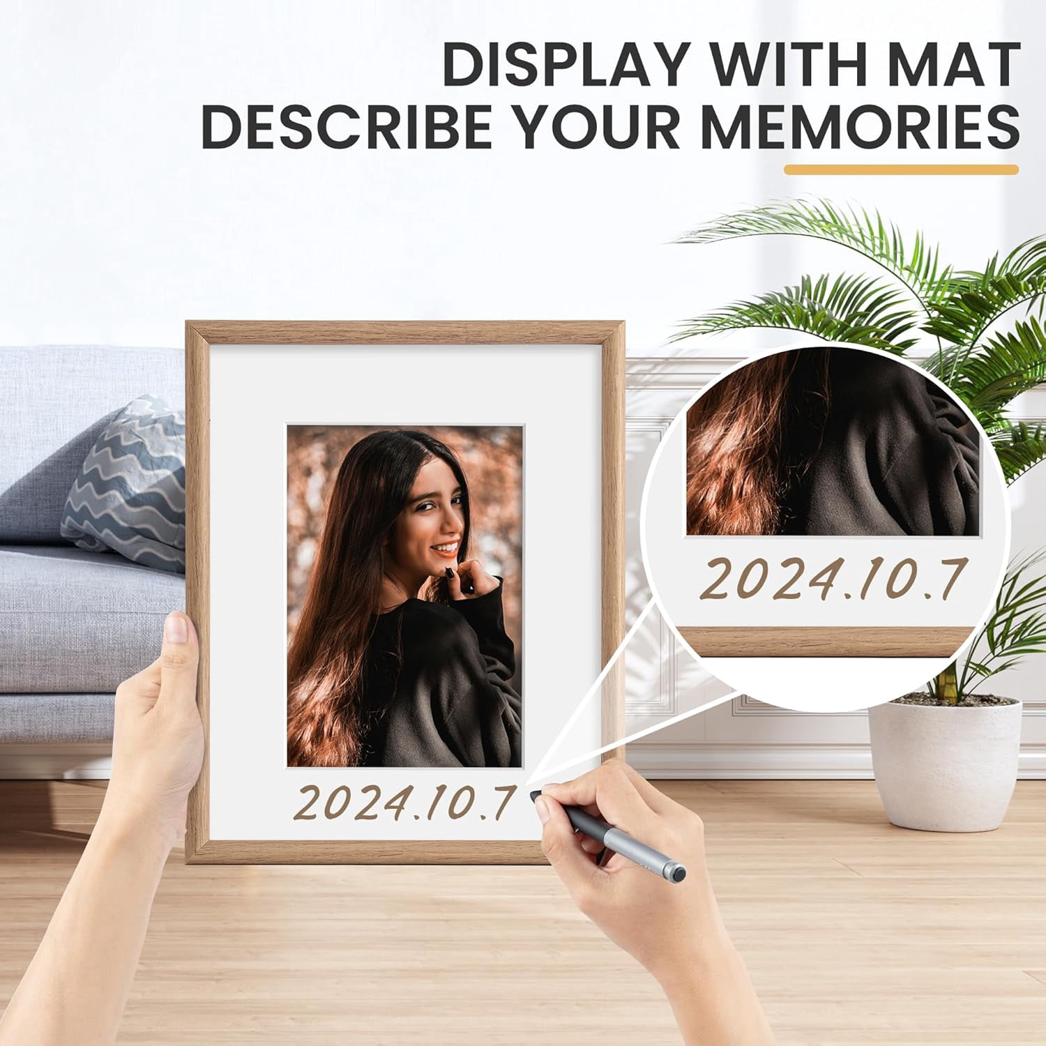 5x7 Picture Frame, Display Pictures 4x6 with Mat or 5x7 Without Mat, Wall and Tabletop Display Photo Frame, Natural Woodgrain, 1 Pack