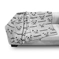thumbnail image 3 of Panda Soft Flannel Fleece Throw Blanket, Panda Face Head and Small Footprint Silhouette Childish Kids Theme Illustration, Cozy Plush for Indoor and Outdoor Use, 60" x 80", Black White, by Ambesonne, 3 of 6