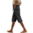thumbnail image 2 of Summer Yoga Shorts For Women Fashionable Elastic Waist Half Shorts Pants Casual Stretchy Sweat Shorts Denim Hiking Shorts With Pockets - Dark Gray∣4XL, 2 of 6