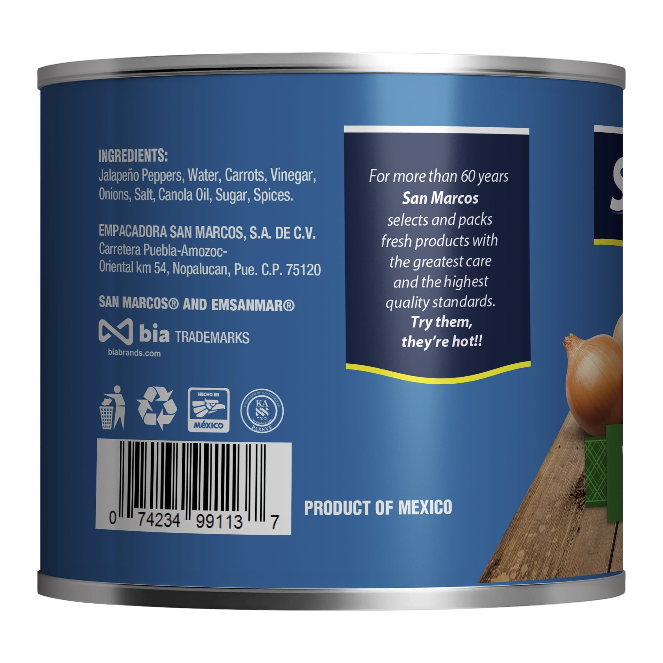 (12 pack) San Marcos Shelf Stable Whole Jalapeno Peppers, 11 oz