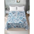 thumbnail image 4 of Twin Flat Sheet 66"x96", Blue Paisley Soft Lightweight Bedding Flat Sheets Only, Ethnic Abstract Art Vintage Brushed Microfiber Top Bed Sheet, Breathable StainResistant Bedsheets, 4 of 9
