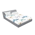 thumbnail image 2 of Ambesonne Dragonfly Fitted Sheet & Pillow Sham Set, Regular Lines Insects, Full, Orange Blue, 2 of 2
