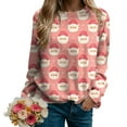 thumbnail image 5 of larppty Christmas Sweatshirts for Women Ugly Christmas Sweatshirts Santa Printed Long Sleeve Oversized Crew Neck Holiday Pullover Tops (Pink, XXL), 5 of 7