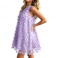thumbnail image 4 of Uscallm Women's Halter Sleeveless High Low Embroidery Boho Mini Beach Dresses Summer Vacation Sundress Flowy Casual, Purple S, 4 of 7