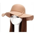 thumbnail image 2 of Magik Vintage Women Ladies Wide Brim Floppy Warm Wool Blend Felt Hat Trilby Bowler Cap (Camel), 2 of 7