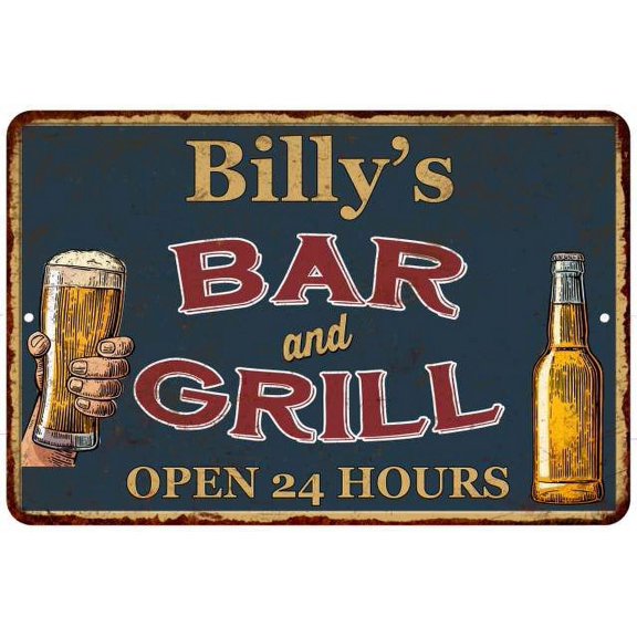 Billy's Green Bar and Grill Sign 8 x 12 High Gloss Metal 208120044267