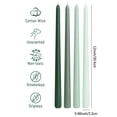 thumbnail image 4 of Juego de 12 velas cónicas verdes Viyffo, sin olor, sin humo, 4 of 8