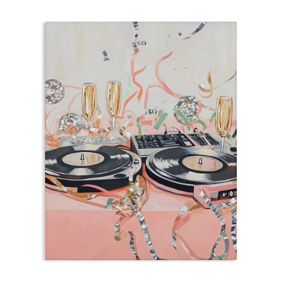 Stupell Industries Art Deco Retro Turntable & Champagne Party Canvas Art, 16 x 20, by The Prints Vibe