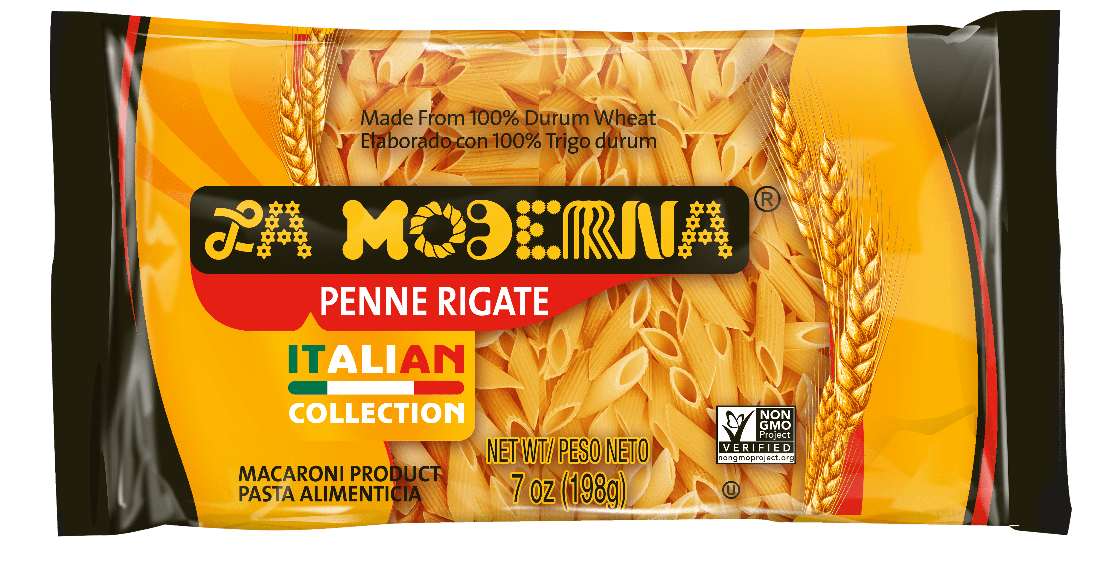 (2 pack) La Moderna Penne Rigate Pasta, 100% Durum Wheat, 16 oz