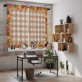 thumbnail image 6 of Fall Maple Leaves Kitchen Curtains 63 Inch Length, Thanksgiving Beige Brown Plaid Tiers Curtains for Living Room Berdoom Bathroom, Light Filtering Drapes Window Treatment 2 Panels 42"Wx63"L, 6 of 9