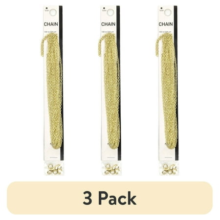 (3 pack) Blue Moon Beads Gold Metal Findings Cable Chain for Jewelry Making, 100 inches-Unisex-Teen to Adult