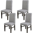 thumbnail image 1 of Chair Covers Set of 4,Stretch Dining Chair Protective Printed Slipcovers,Elastic Removable Washable Chair Protector Seat Covers for Dining Room Banquet Party Home Decor(Grey,Pack of 4), 1 of 5
