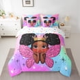 thumbnail image 2 of jejeloiu Cute Black Girly 7 Pieces Bedding Comforter Set,Fairy Tale Princess Full Bedding Set,Colorful Ombre Fitted Sheet Flat Sheet For Teens,Microfiber Bedroom Decor Reversible, 2 of 8