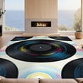 thumbnail image 2 of Design&I 9'x12' Washable Area Rug Giant Skid-Resistant Record Burst Grooved Concentric Rings Turntable Retro Vinyl Energetic for Great Room, Large Living, 2 of 7