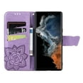 thumbnail image 2 of Allytech Samsung Galaxy S23 Ultra Flip Wallet Case, Luxury PU Leather [Butterfly & Flower Embossed] Magnetic Clasp Stand Case Built-in Card Slots & Cash Pocket, Shockproof Wrist Strap Case,Lightpurple, 2 of 6