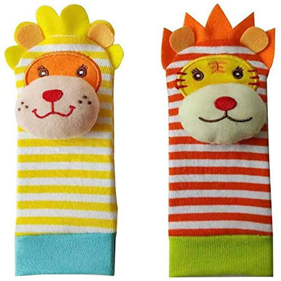 The Season Toys 4pcs Infant Baby Wrist Rattles and Foot Socks Developmental Toys – Tiger