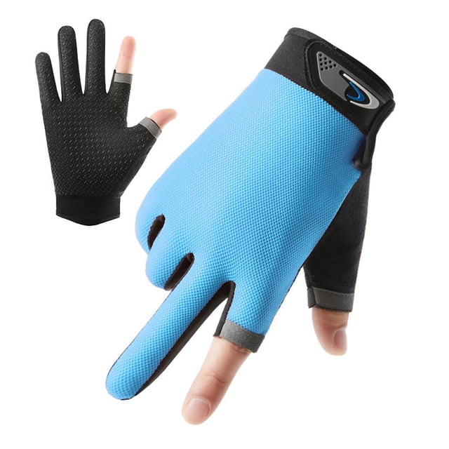 Motorcycle Bicycle Gloves, Racing, Ice Silk Material, Anti-UV, Touch, Two Fingers, Suitable for Cycling