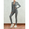 thumbnail image 4 of Biekopu Women Jumpsuit, Long Sleeve Stand Collar Zipped Solid Slim Fit Ladies Casual Romper, 4 of 9