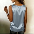 thumbnail image 4 of LWavelet Women's Asymmetrical Button Detail Sleeveless Blouse – Linen Blend Casual Work Top Navy L, 4 of 5