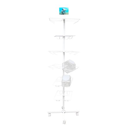 FixtureDisplays® Bucket Rotating Display Rack, White Metal Retail Rack ...