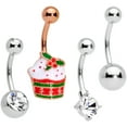 thumbnail image 1 of Body Candy 4Pc Plated Steel Navel Ring Piercing Clear Accent Regal Christmas Cupcake Belly Button Ring Set, 1 of 3
