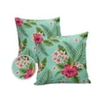 thumbnail image 2 of Outdoor Throw Pillow Cover Watercolor Garden Art Hibiscus Flowers Waterproof Cushion Covers 2 Pack Floral Plants on Teal Pillow Cases Home Decoration for Patio Garden Couch Sofa, 2 of 7