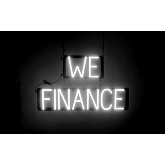 SpellBrite WE FINANCE LED Sign for Business. 25.1" x 15.0" White WE FINANCE Sign Has Neon Sign Look With Energy Efficient LED Light Source. Visible from 500+ Feet, 8 Animation Settings.