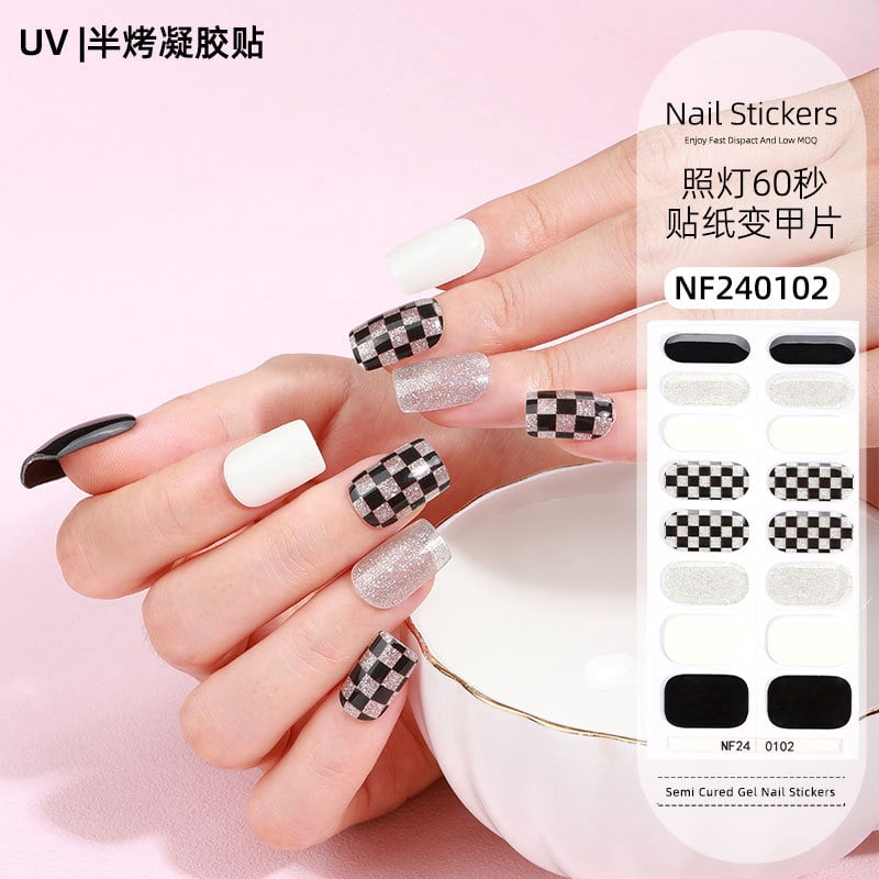 Gel nail stickers UV second generation semi-baked semi-cured nail stickers-NF240102