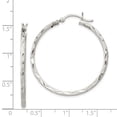 thumbnail image 4 of Auriga Fine Jewelry 925 Sterling Silver Satin Diamond-cut 2x35mm Hoop Earrings for Women, 4 of 6
