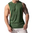 thumbnail image 5 of Difdany Men's Cut Off Shirts Muscular Cut Open Sides Bodybuilding Tank Top Gym Workout T-Shirt Army Green L, 5 of 8