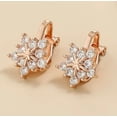 thumbnail image 2 of Clip on 1/2" rose and clear stone star button style earrings, 2 of 4