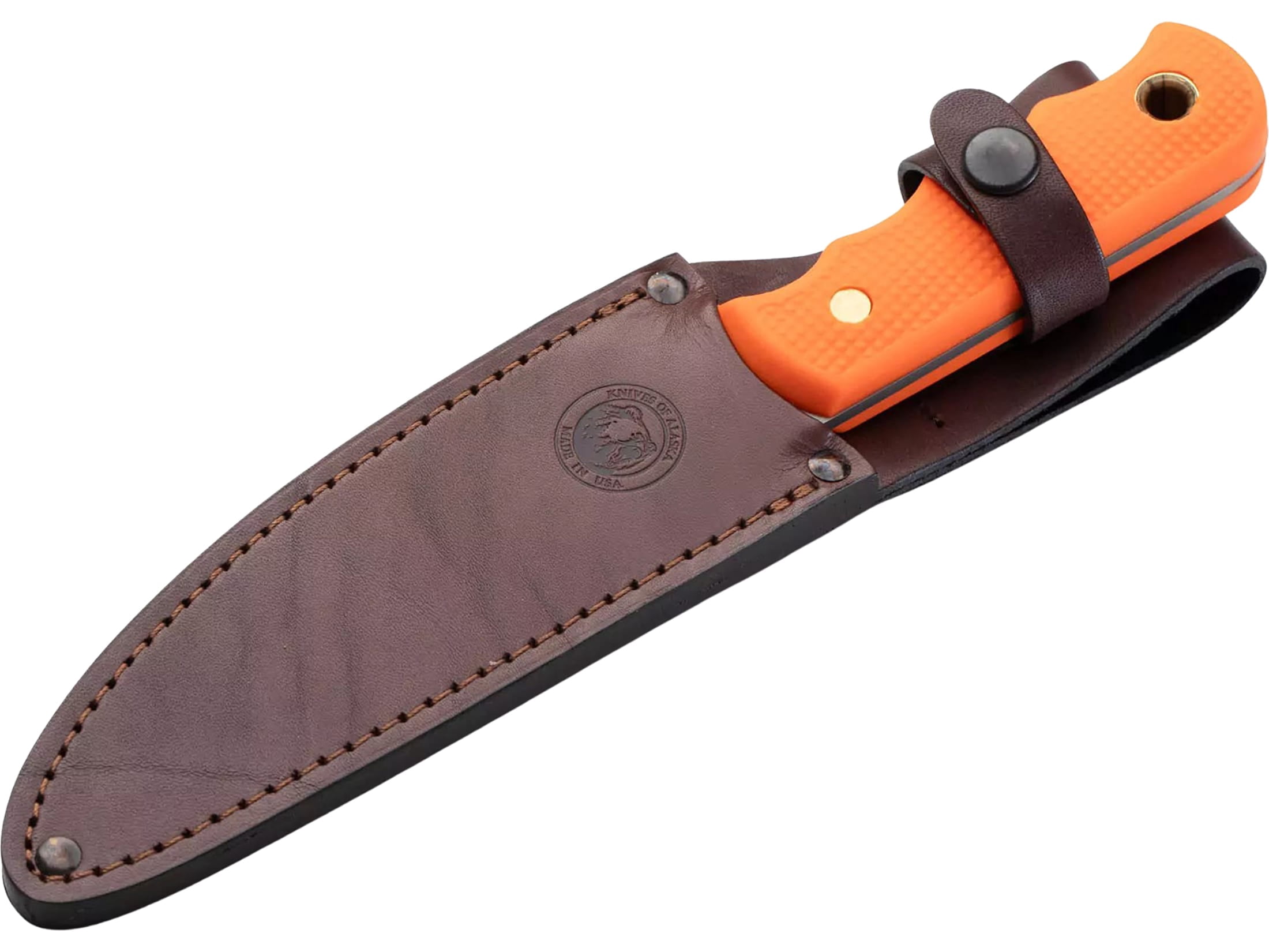 Knives of Alaska Bush Camp Fixed Blade Knife 6" Drop Point D2 Bead Blasted Blade SureGrip Handle Orange