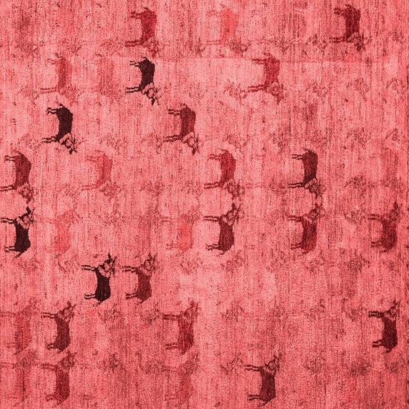 Ahgly Company Indoor Square Abstract Red Modern Area Rugs, 3' Square