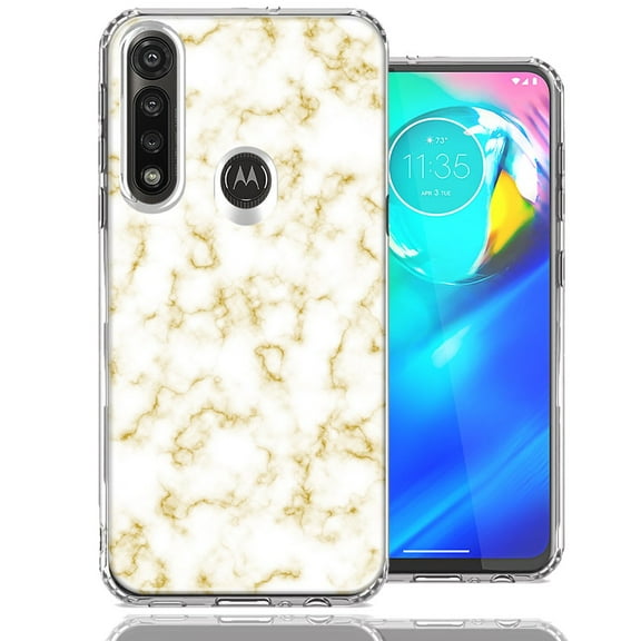 MUNDAZE For Motorola Moto G Power Gold Marble Design Double Layer Phone Case Cover