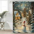 thumbnail image 5 of Christmas Snowman Shower Curtain, 72" x 72", Xmas Tree Rustic Farmhouse Waterproof Bathroom Curtain Washable Shower Curtain Set with 12 Hooks, 5 of 6