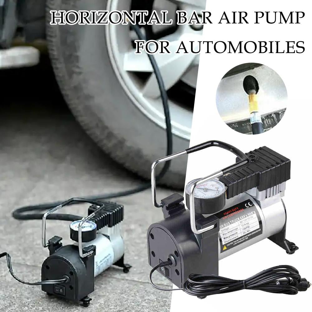 Portable Electric Air Inflator - 12V Car Tire Pump - 200 PSI Pressure Gauge - For Balls, Beds & Kayaks - Emergency Use on Road