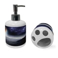 thumbnail image 2 of Ambesonne Galaxy Soap Dispenser & Toothbrush Holder Set, Science Fiction Nature, 2 Pcs, Purple Black Orange, 2 of 5
